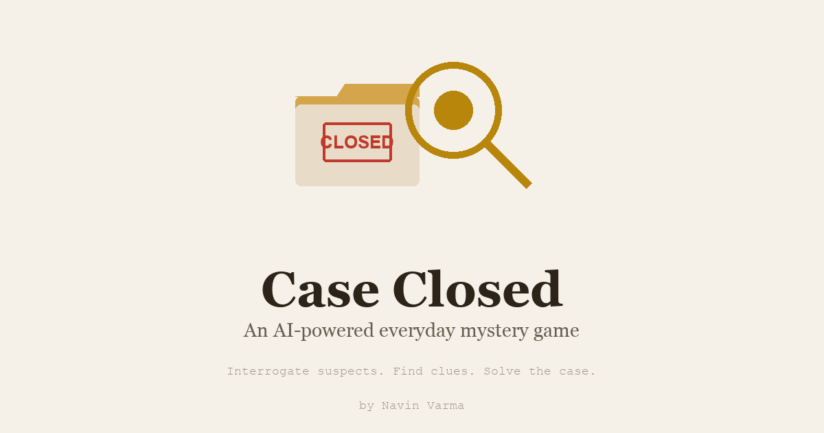 Case Closed detective game interface